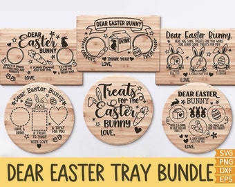 Easter Bunny Tray Bundle, Easter Svg, Dear Easter Cookie Tray Svg, Carrot Plate Svg, Bunny Plate Dxf, Svg Files For Cricut, Silhouette