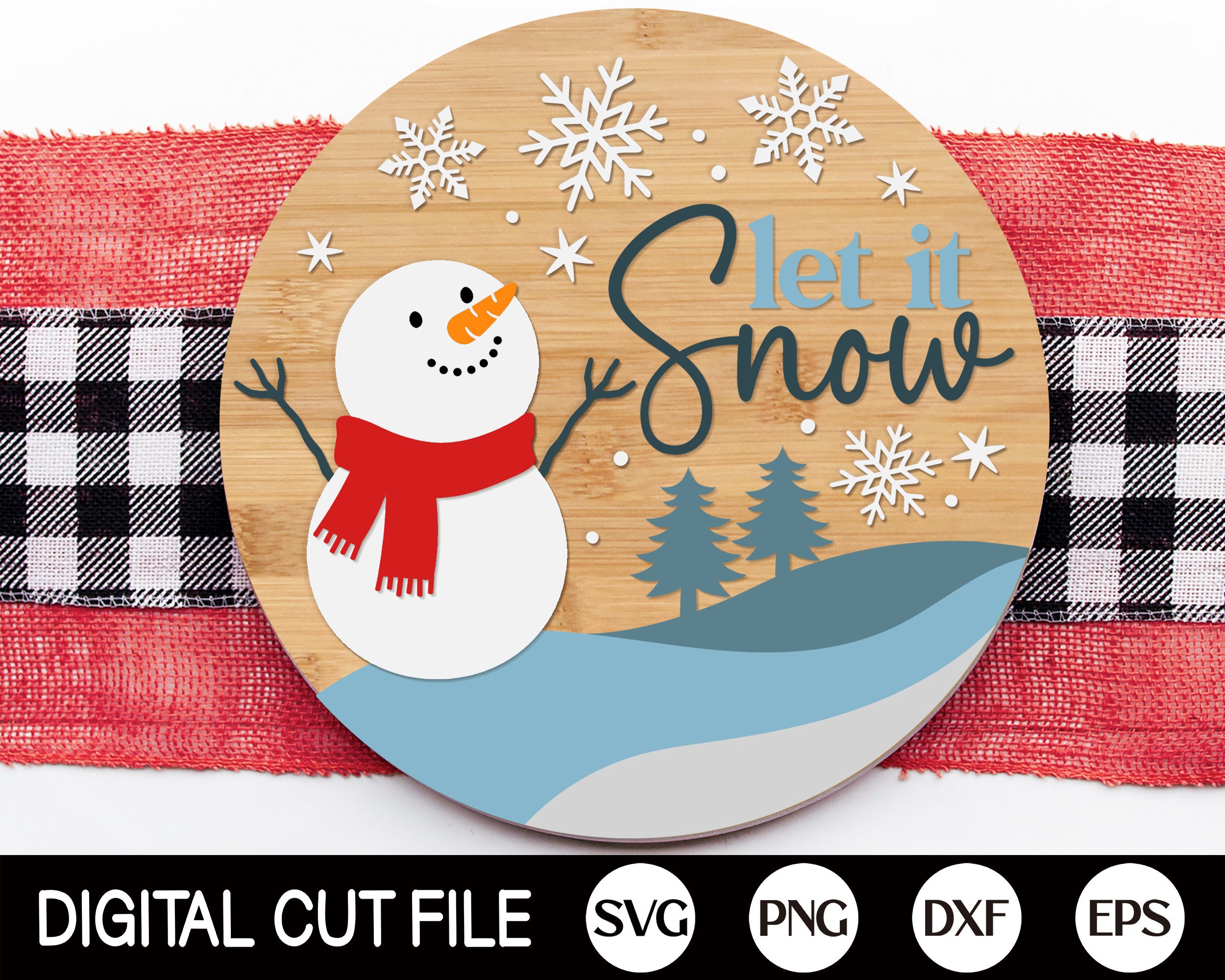 Let It Snow Welcome Sign SVG, Christmas Door Hanger SVG, Snowman Svg ...