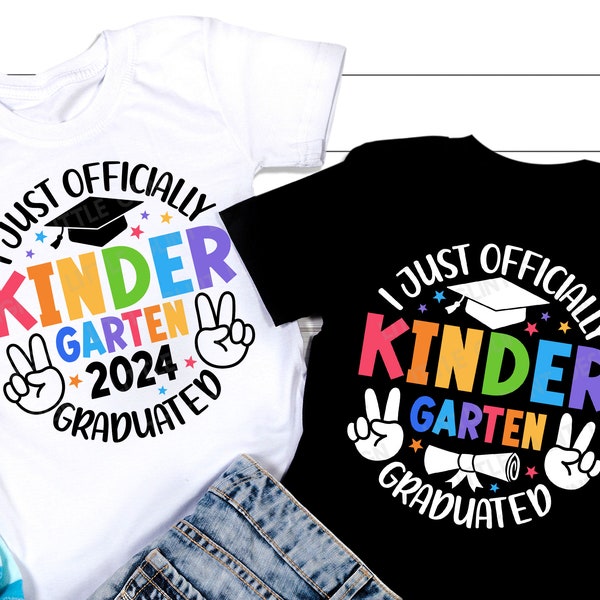 Kindergarten Graduate 2024 Svg, I just officially graduated kinder garten 2024, Retro kindergarten Shirt, Svg Files For Cricut