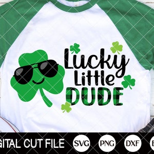 Lucky Little Dude, St Patrick's Day Svg, Clover svg, Shamrock Svg, St Patricks Boys Shirts, Svg Files For Cricut, Silhouette image 1