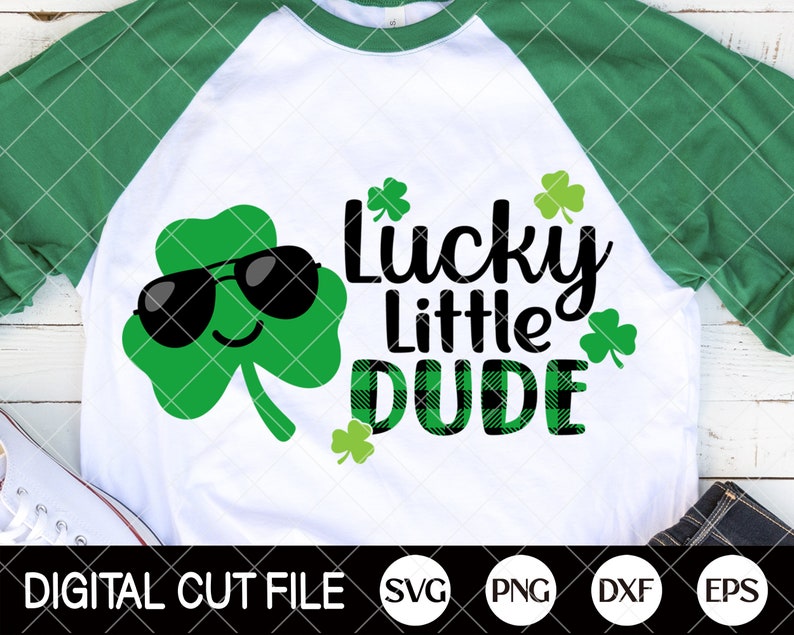 Lucky Little Dude, St Patrick's Day Svg, Clover svg, Shamrock Svg, St Patricks Boys Shirts, Svg Files For Cricut, Silhouette image 1