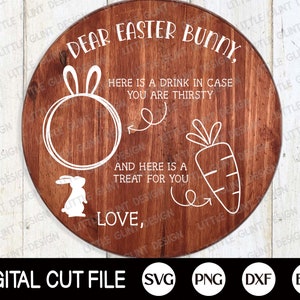 Easter Svg, Easter Bunny Plate Svg, Dear Easter Bunny Tray Svg, Carrot Plate Svg, Bunny Plate Dxf, Svg Files For Cricut, Silhouette