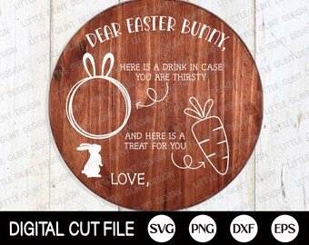 Easter Svg, Easter Bunny Plate Svg, Dear Easter Bunny Tray Svg, Carrot Plate Svg, Bunny Plate Dxf, Svg Files For Cricut, Silhouette