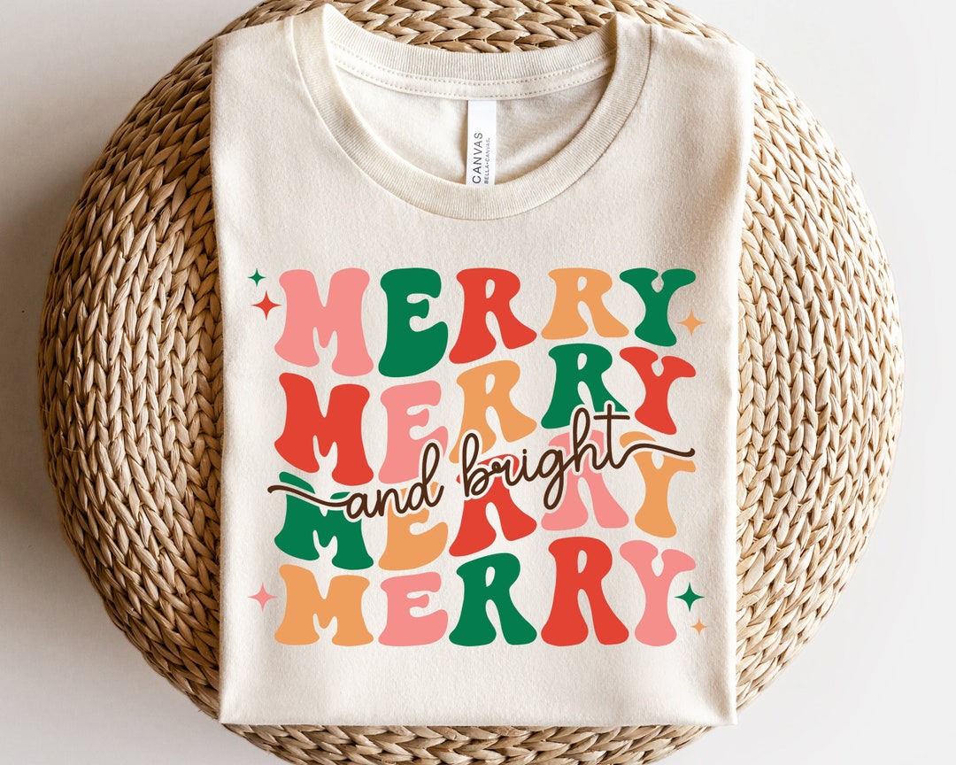 Merry and Bright SVG, Christmas Svg, Wavy Christmas Svg, Holiday Quote ...