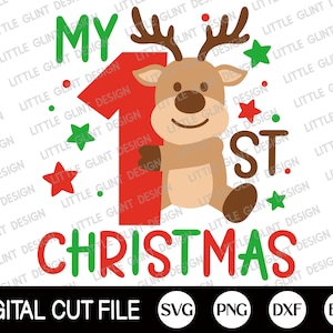 Mein erstes Weihnachten SVG, Baby Rentier, Weihnachten SVG, mein erstes Weihnachten SVG, Neugeborene Baby, Weihnachten Baby Shirt, SVG-Dateien für Cricut
