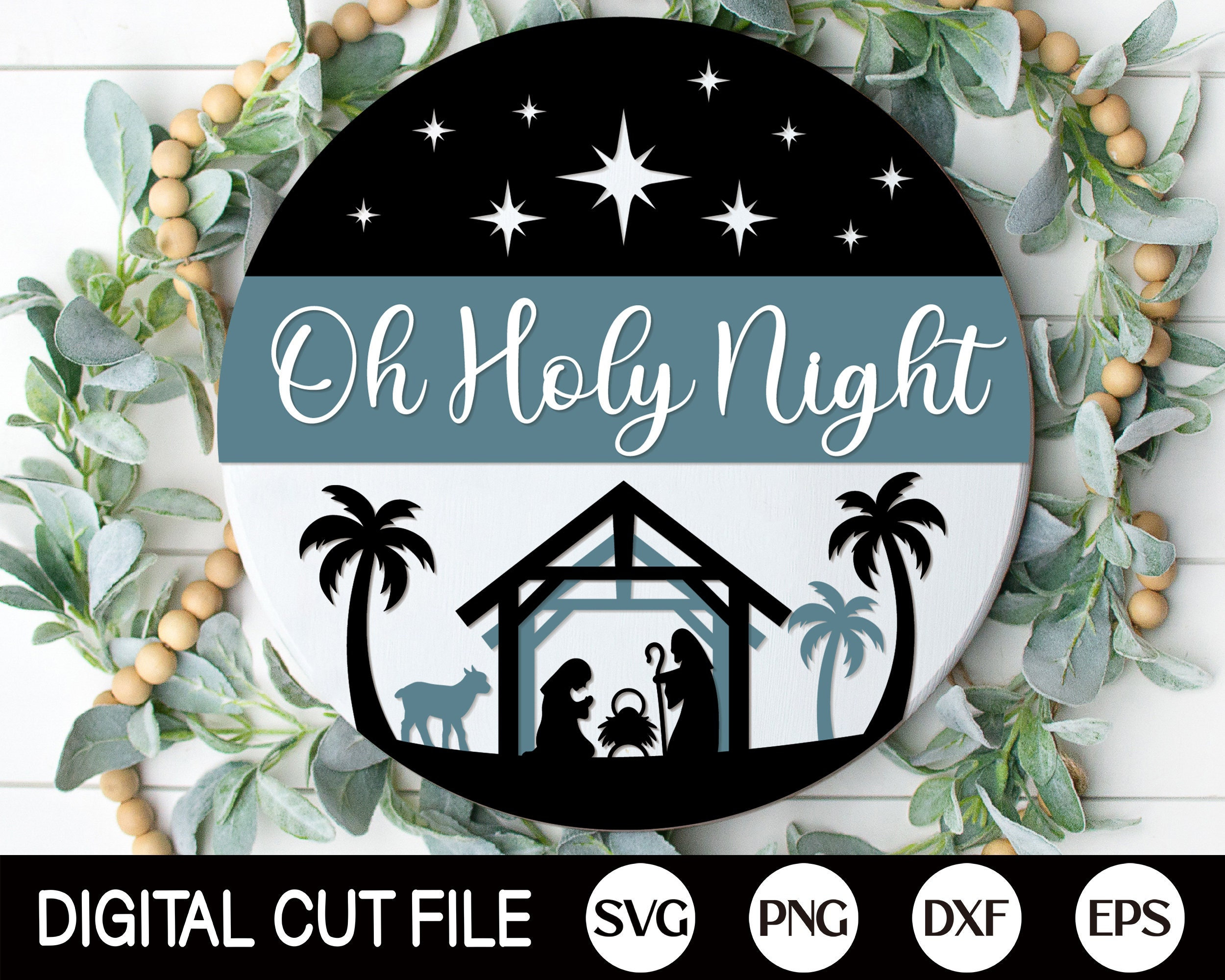 Round Christmas Door Hanger Digital File Can Be Used as a - Etsy