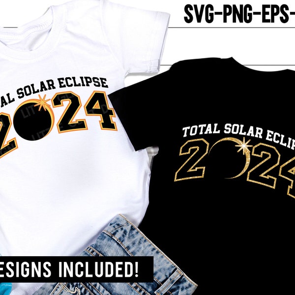 Total Solar Eclipse 2024 SVG PNG, 8 de abril de 2024 Varsity Svg, Solar Eclipse 2024 Png, Glitter Eclipse Shirt, Archivos Svg para Cricut