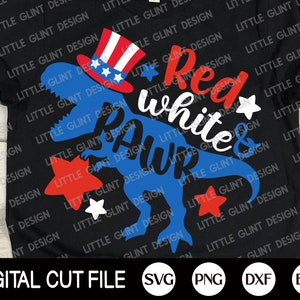 4 de julio Boy Shirt Svg, Red White y Rawr Svg, Dinosaur Svg, Independence day, Memorial day, American Boy Shirt, Svg Files For Cricut
