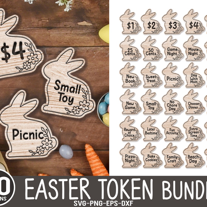 Bunny Tokens Egg Hunt Svg - Etsy