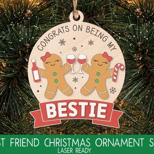 Bester Freund Weihnachtsschmuck SVG Laser Datei, lustiger Freund Weihnachtsschmuck SVG, Weihnachtsdekor, Glowforge Laser Cut Datei