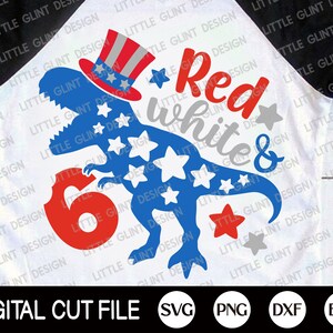 4 juli dinosaurus Svg, rood wit en zes Svg, T-Rex Svg, Independence Day, Memorial Day, Amerikaans verjaardagsshirt, Svg-bestanden voor Cricut