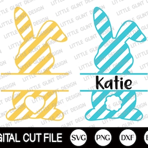 Stripe Bunny Name Svg Bundle, Easter Svg, Monogram Svg Bundle, Bunny Name Frame, Bunny Monogram, Cut file, Rabbit Name, Svg Files For Cricut