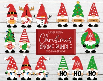 Christmas Gnome SVG Bundle, Christmas Ornament SVG, Gnomes Svg, Holiday Gnome Sign, Christmas Decor, For Cricut, Glowforge Laser Cut File
