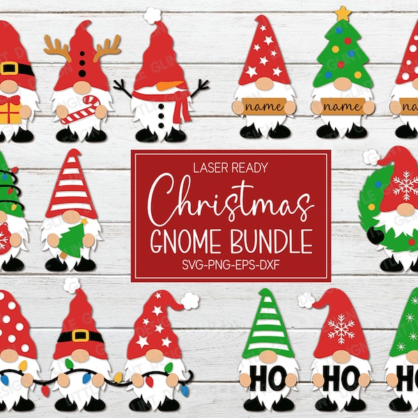 Christmas Gnome SVG Bundle, Christmas Ornament SVG, Gnomes Svg, Holiday Gnome Sign, Christmas Decor, For Cricut, Glowforge Laser Cut File