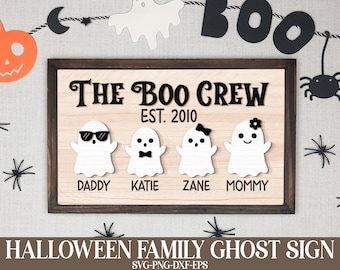 Letrero familiar fantasma de Halloween SVG, Halloween Svg, decoración familiar fantasma, letrero familiar de Halloween Svg, Png, archivo de corte láser Glowforge