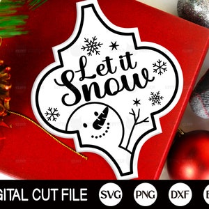 Déjalo nevar SVG, Navidad SVG, Muñeco de nieve, Adorno arabesco, Adorno de invierno, Dicho divertido de Navidad, Azulejos arabescos, Archivos SVG para Cricut