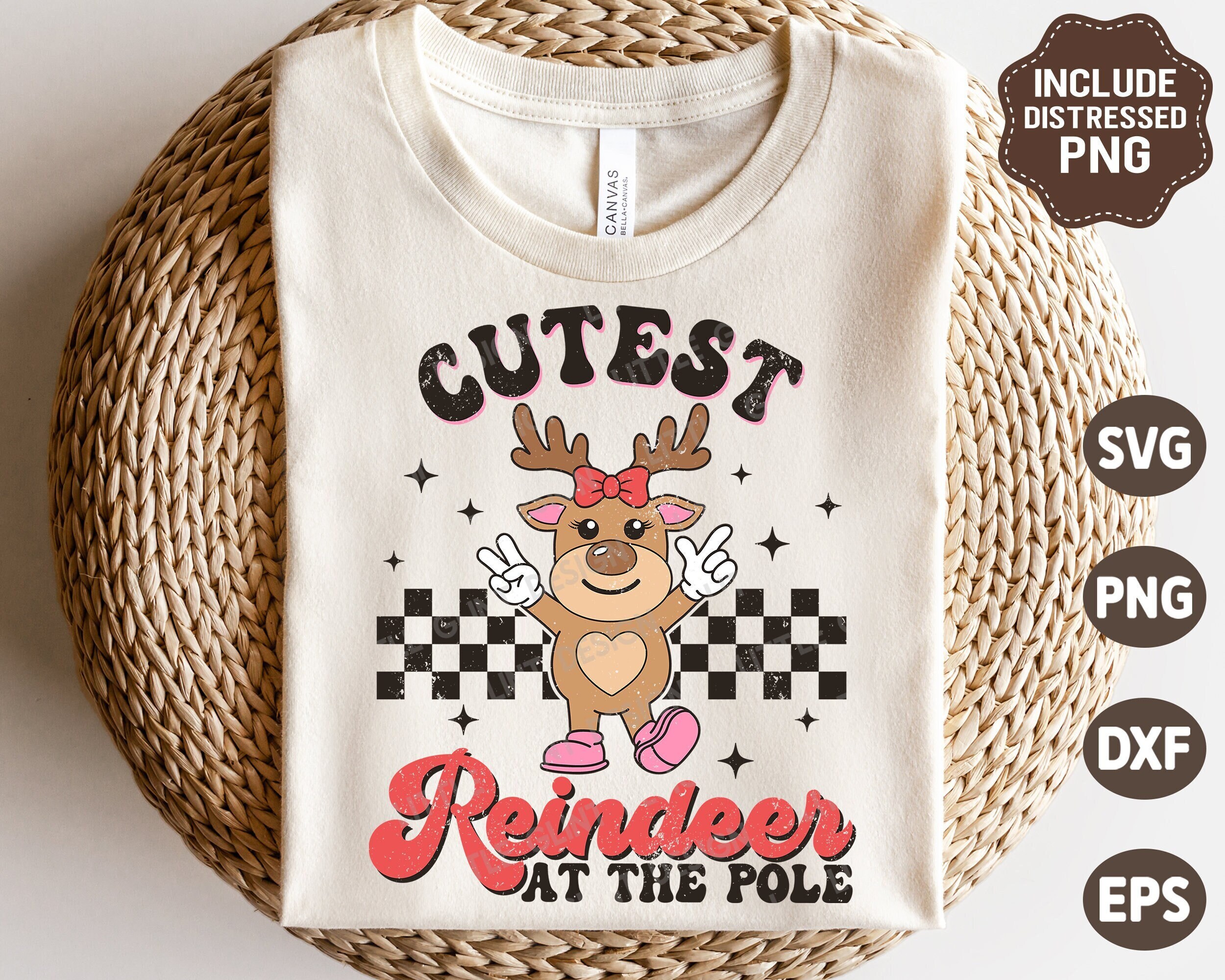 Cutest Reindeer at the Pole SVG, Christmas Girl Svg, Retro Reindeer Png ...