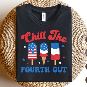 Chill The Fourth Out SVG, 4 juillet Svg, Svg patriotique, rétro 4 juillet crème glacée Png, chemise vintage America, fichiers Svg pour Cricut