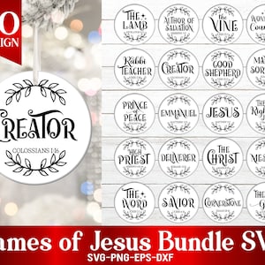 Names of Jesus Christmas Ornament SVG Bundle, Religious Christmas Ornaments, Christian Ornament Cut Files, Glowforge, Svg Files for Cricut