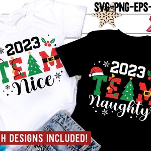 Christmas Team Nice and Naughty SVG Bundle, Family Christmas Svg, Funny Christmas Crew Shirt, Svg Files for Cricut