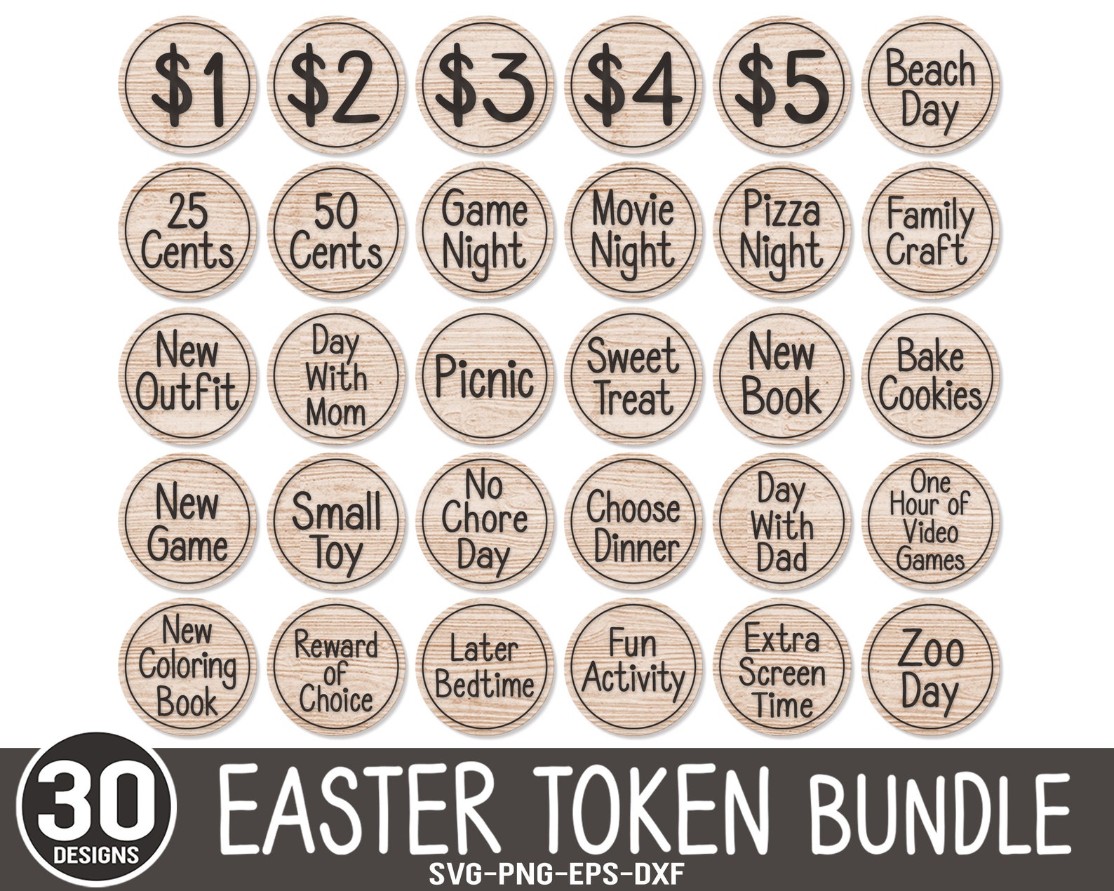 30 Redeemable Easter Token SVG Easter Laser Files Easter Etsy