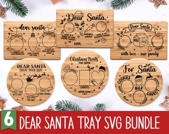 Dear Santa Plate SVG Bundle, Christmas Svg, Santa Tray Svg, Santa Cookie Plate, Santa Cookies Svg, Doodle Tray Svg, Svg Files for Cricut