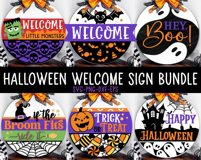 Halloween Welcome Sign Bundle, Halloween Door Hanger SVG, Ghost Svg, Spider Svg, Boo Svg, Happy Halloween Sign Svg, Glowforge Laser Cut File image 8