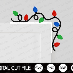 Christmas Door Corner Svg, Christmas Svg, Christmas Light Svg, Door Decor, Holiday, Glowforge Svg, Door Trim Png, Dxf, Svg Files For Cricut