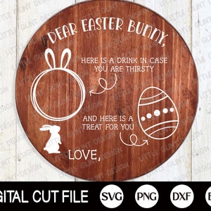 Paashaas Bord Svg, Pasen Svg, Lieve Paashaas Tray Svg, Paaseieren SVG, Konijn plaat Dxf, Svg Bestanden Voor Cricut, Silhouet