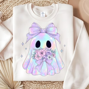 Irisierende Geist Blumen PNG, kokette Halloween png, irisierende Geist png, Halloween png, Süßer Geist png, Girly Halloween Sublimation png