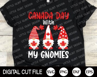 Canada Day With My Gnomies Svg, Canada Svg, Maple Leaf, Canada Day Gnome Svg, Canada Flag Shirt, Patriotic Cut file, Svg Files For Cricut