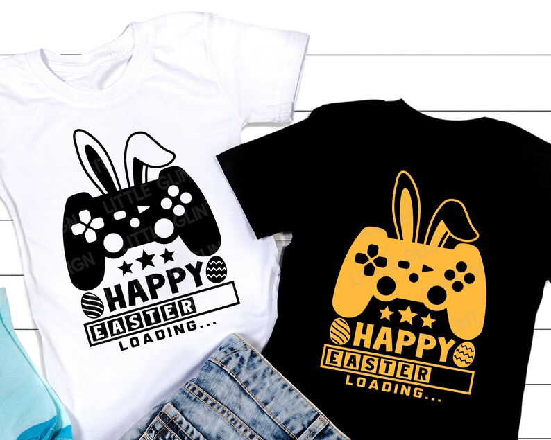 Happy Easter Loading SVG, Easter SVG, Boy Bunny Ears, Game Controller ...