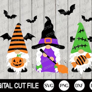 Halloween Svg, Gnome with Pumpkin, Halloween Gnome Svg, Frankenstein Gnome, Witch Gnome Clip Art, Halloween Shirt Svg, Svg Files For Cricut
