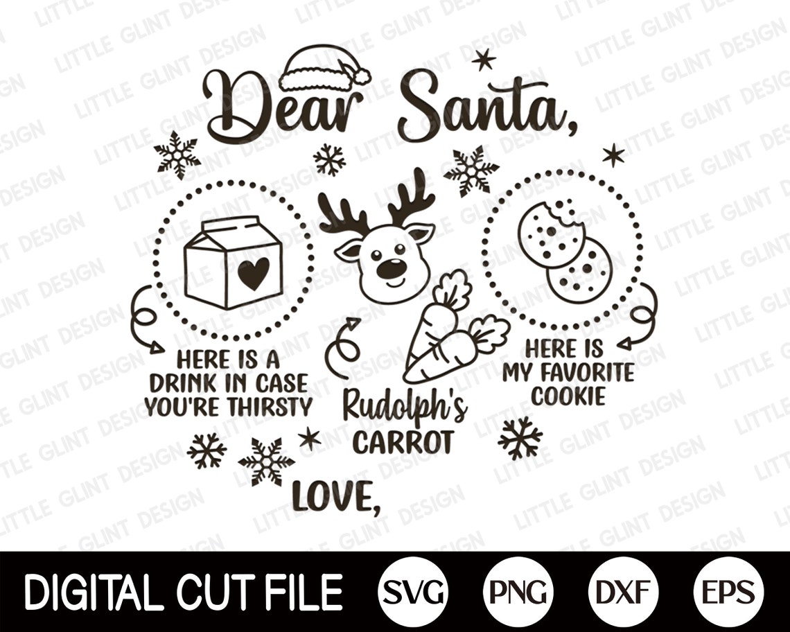 Dear Santa Cookies and Milk SVG Christmas Svg Santa Tray Etsy