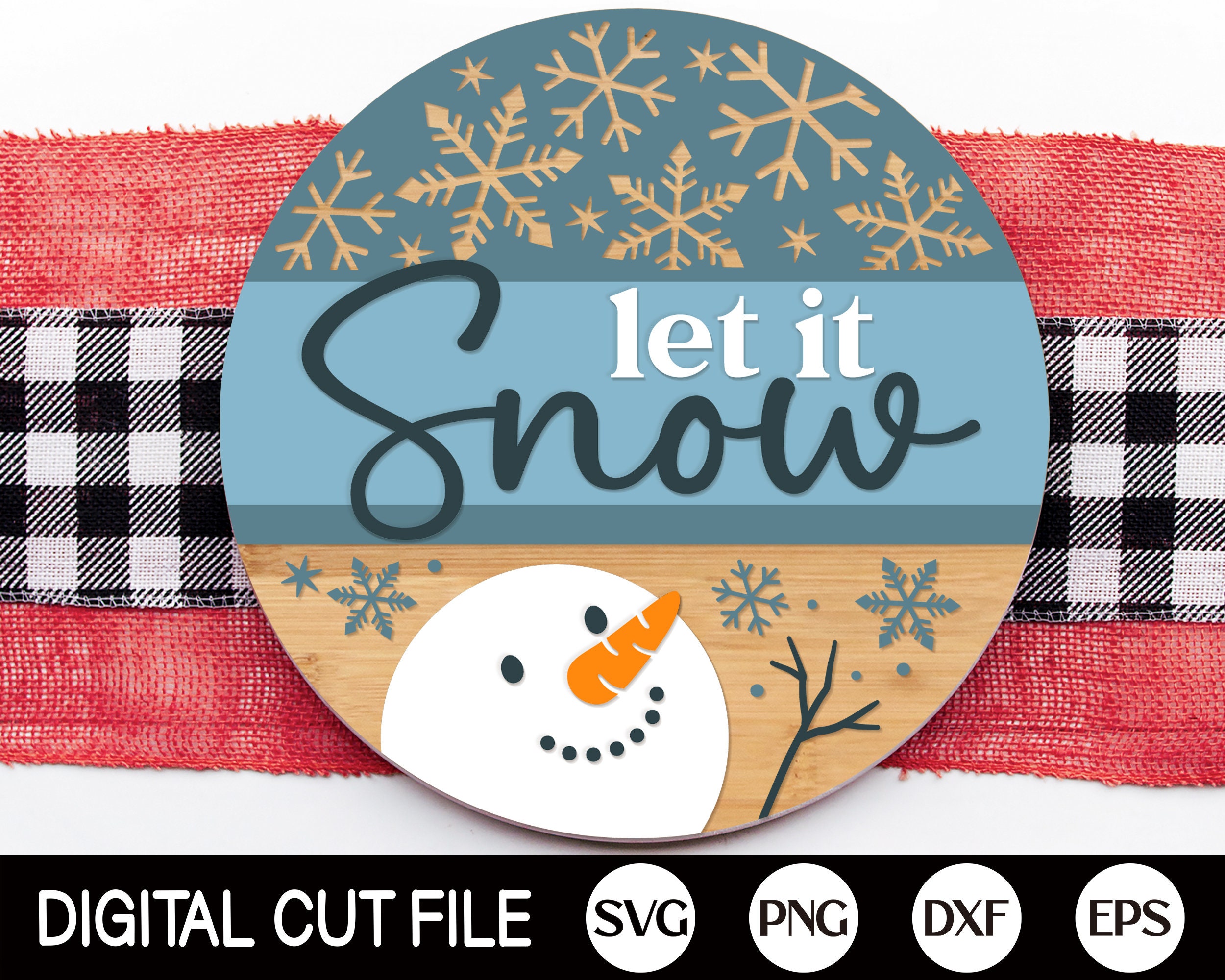 Let It Snow Door Hanger SVG, Christmas Welcome Sign SVG, Snowman Svg ...