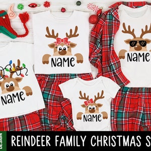 Reindeer Family Christmas SVG Bundle, Christmas Svg, Christmas Gift, Xmas Matching Family Name Shirt, Svg Files For Cricut