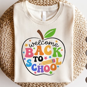 Bem-vindo de volta à escola Svg, primeiro dia de aula Svg, presente do primeiro dia escolar, camisa retrô do professor, arquivos Svg para Cricut