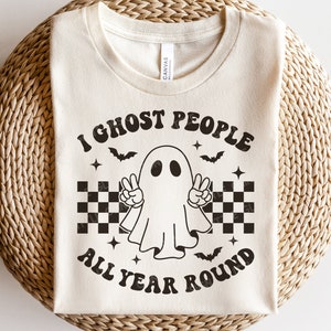 I Ghost People All Year Round SVG, Halloween Svg, Cute Ghost Png, Retro Halloween Shirt Svg, Svg Files For Cricut