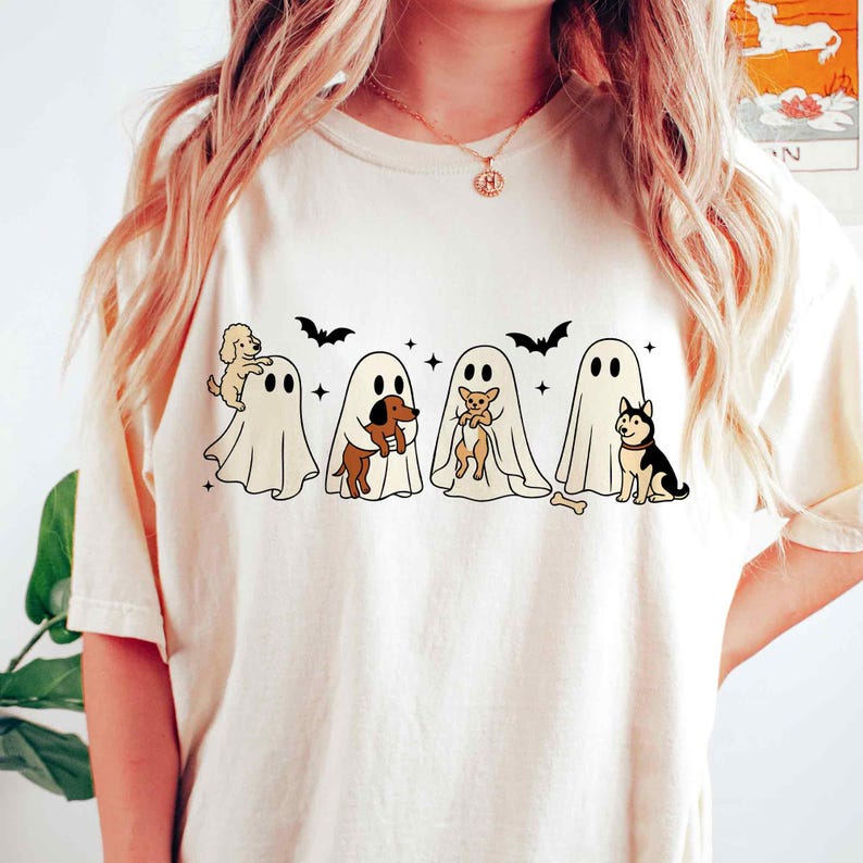 Сute Ghost With Dog SVG PNG, Funny Halloween Ghost With Dog Svg, Preppy ...