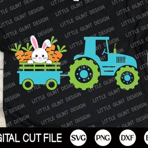 Konijn in Tractor svg, Pasen Svg, Gelukkig Pasen Svg, Paashaas, Paaswortel, Pasen Svg Voor Kind, Dxf, Svg Bestanden Voor Cricut, Silhouet