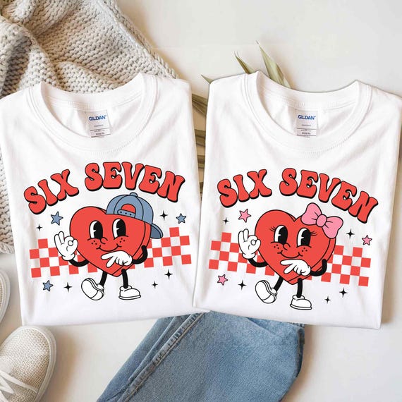 【6/25】♡ページ Funny Six Seven Heart SVG PNG, Boy and Girl Valentine Kids Png
