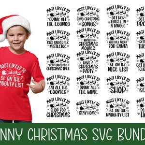 Most Likely to Christmas Bundle SVG, Family Christmas SVG, Xmas Matching Tee, Funny Christmas T-Shirts, Png, Svg Files for Cricut