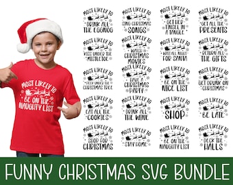 Très probablement ensemble de Noël SVG, SVG de Noël en famille, t-shirt assorti de Noël, t-shirts de Noël rigolos, fichiers Png, Svg pour Cricut