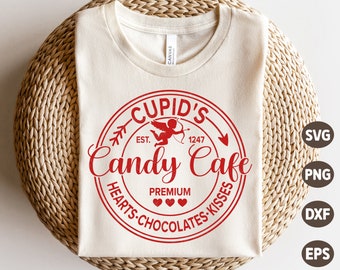 Cupid Candy Cafe SVG, Valentine SVG, Cupid Svg, Love Svg, Funny Valentines Day Shirts, Png, Svg Files for Cricut
