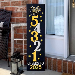 Letrero de porche de feliz año nuevo 2025 SVG, letrero de bienvenida Svg, año nuevo Png, decoración navideña, archivos Svg para Cricut