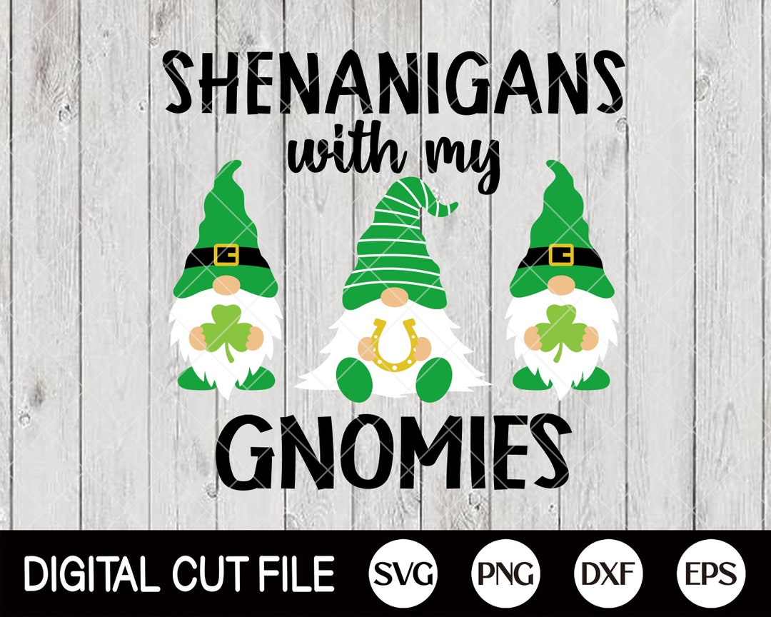 St Patricks Day Svg, Shenanigans With My Gnomies Svg, Shamrock Svg, Clover Png, Kids Shirt