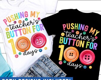 Ich drücke die Knöpfe meines Lehrers für 100 Tage Png, Retro 100 Tage Schule Png, Schullehrer Png, 100 Tage Lehrer-Shirt