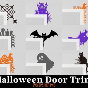 Halloween Door Trim Bundle, Halloween Svg, Door Corner Svg, Spider Web Sign, Halloween Door Decor, Glowforge Laser Cut Files