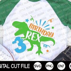 Dinosaurus verjaardag Rex Svg, 3e verjaardag Svg, Birthday Boy Svg, T-rex Svg, Kids Drie Verjaardag, Verjaardag Saurus Shirt, Svg Bestanden Voor Cricut