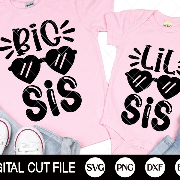 Big Sis Svg, Lil Sis Svg, Kids Shirt Design, Newborn Baby Girl, big Sister, Little Sister Svg, Baby Shower, Svg Files For Cricut, Silhouette
